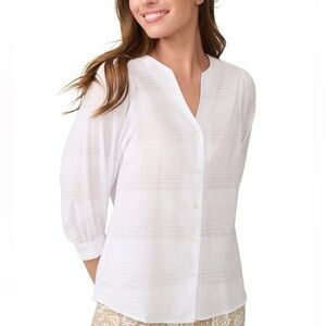 J McLaughlin Estella white sheer cotton blouse size small